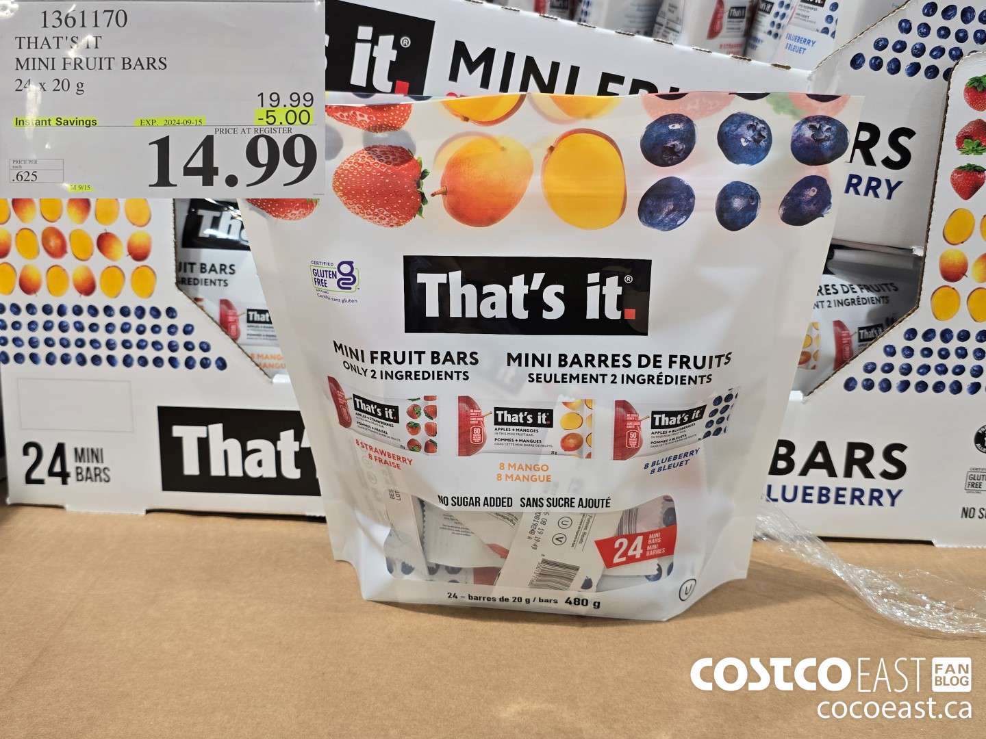 1361170 THAT'S IT MINI FRUIT BARS 24 x 20 g ($5.00 INSTANT SAVINGS EXPIRES ON 2024-09-15) $14.99