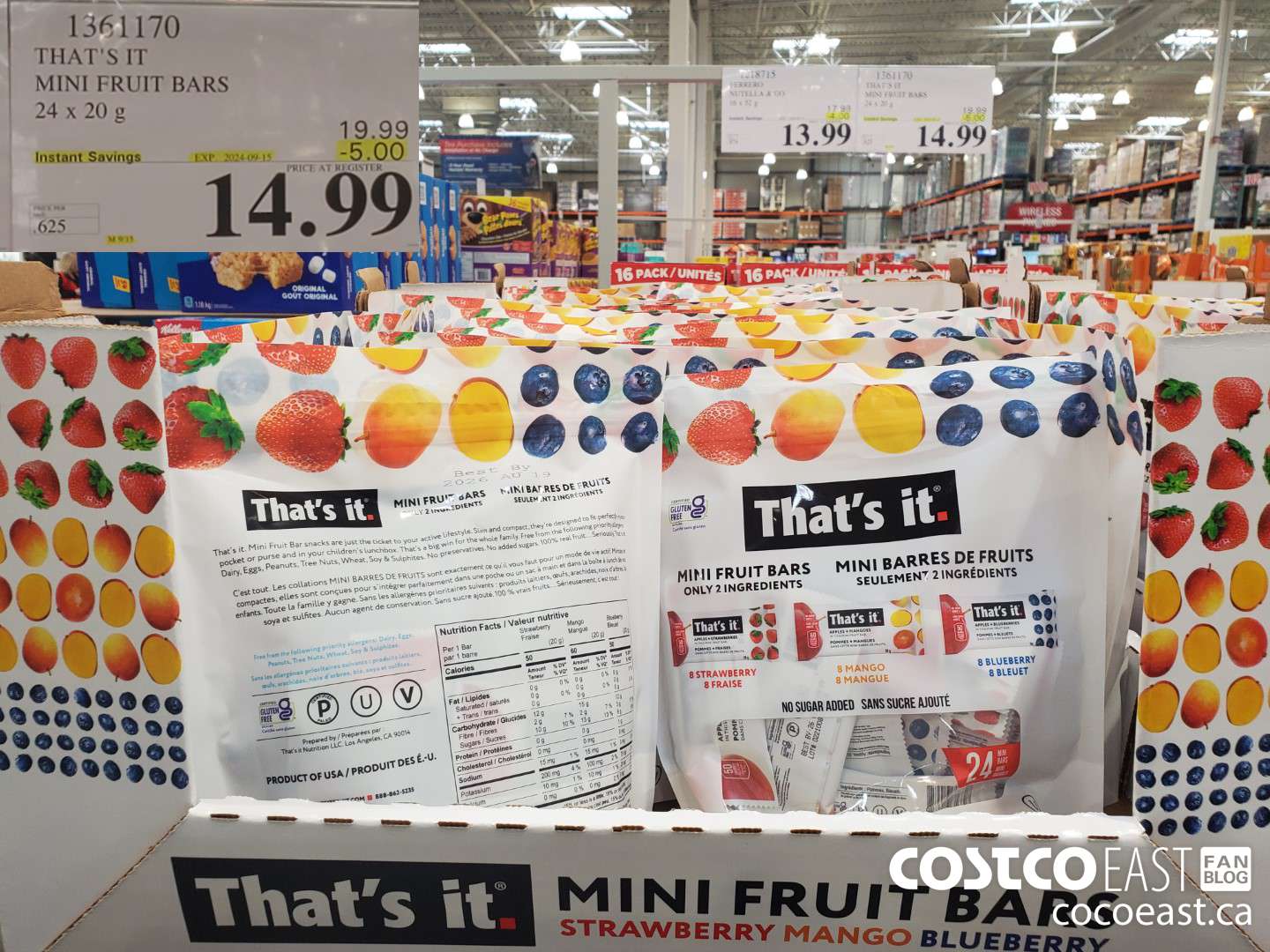 1361170 THAT'S IT MINI FRUIT BARS 24 x 20 g ($5.00 INSTANT SAVINGS EXPIRES ON 2024-09-15) $14.99