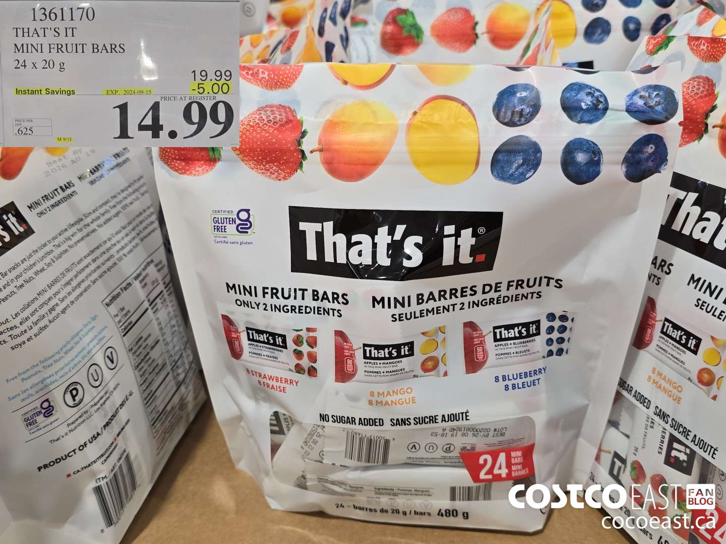 1361170 THAT'S IT MINI FRUIT BARS 24 x 20 g ($5.00 INSTANT SAVINGS EXPIRES ON 2024-09-15) $14.99