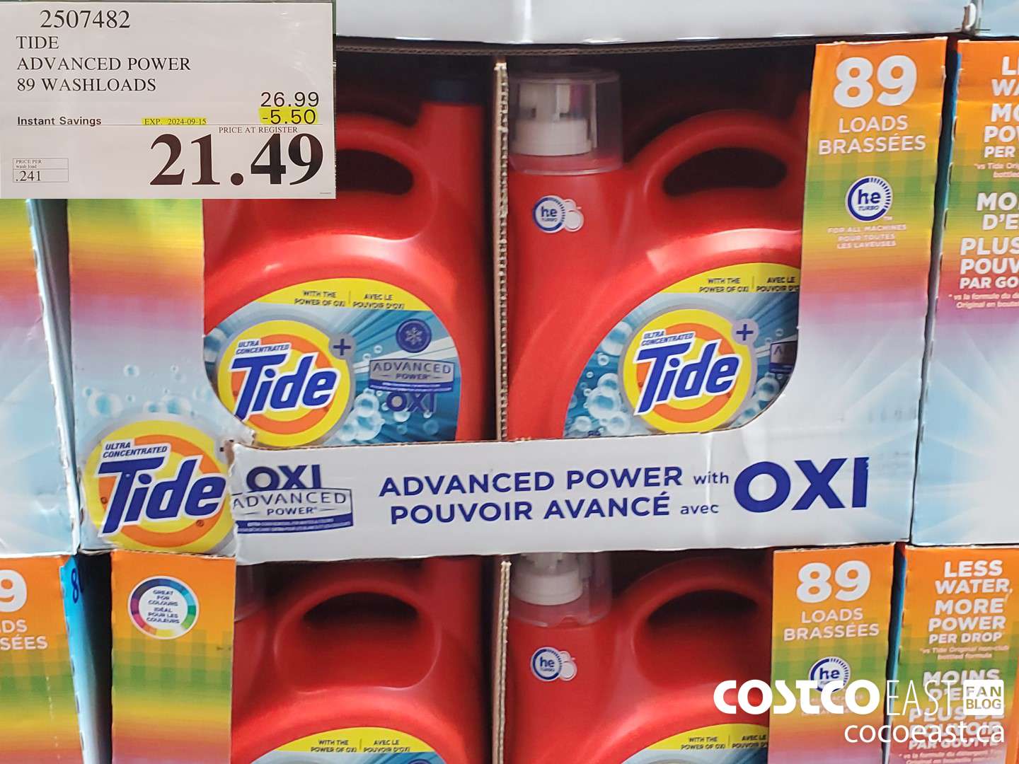 2507482 TIDE ADVANCED POWER 89 WASHLOADS ($5.50 INSTANT SAVINGS EXPIRES ON 2024-09-15) $21.49