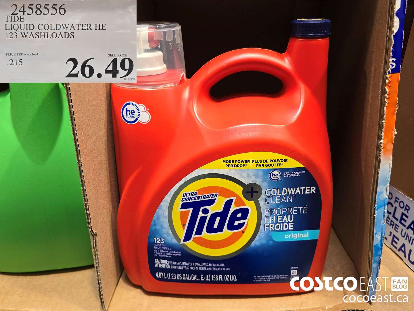 2458556 TIDE LIQUID COLDWATER HE 123 WASHLOADS $26.49