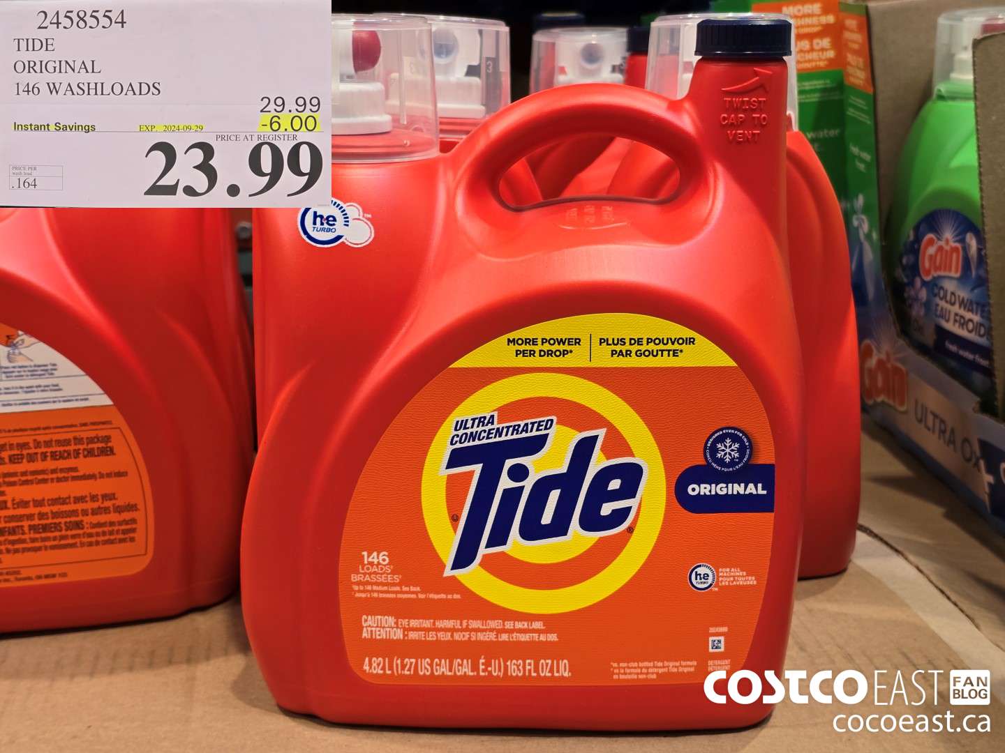 2458554 TIDE ORIGINAL 146 WASHLOADS ($6.00 INSTANT SAVINGS EXPIRES ON 2024-09-29) $23.99