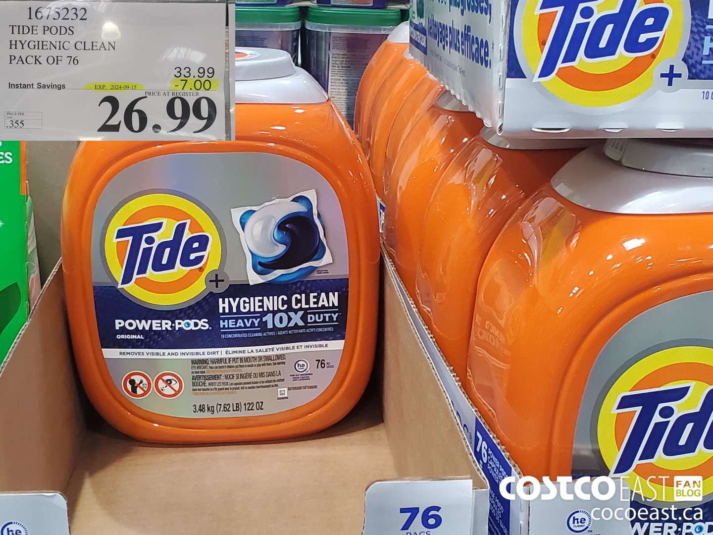 1675232 TIDE PODS HYGIENIC CLEAN PACK OF 76 ($7.00 INSTANT SAVINGS EXPIRES ON 2024-09-15) $26.99