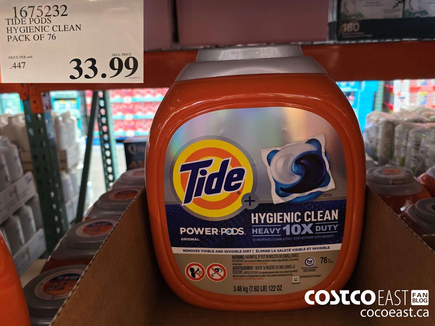 1675232 TIDE PODS HYGIENIC CLEAN PACK OF 76 $33.99