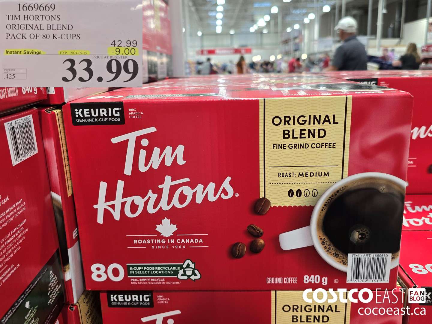 1669669 TIM HORTONS ORIGINAL BLEND PACK OF 80 K-CUPS ($9.00 INSTANT SAVINGS EXPIRES ON 2024-09-15) $33.99