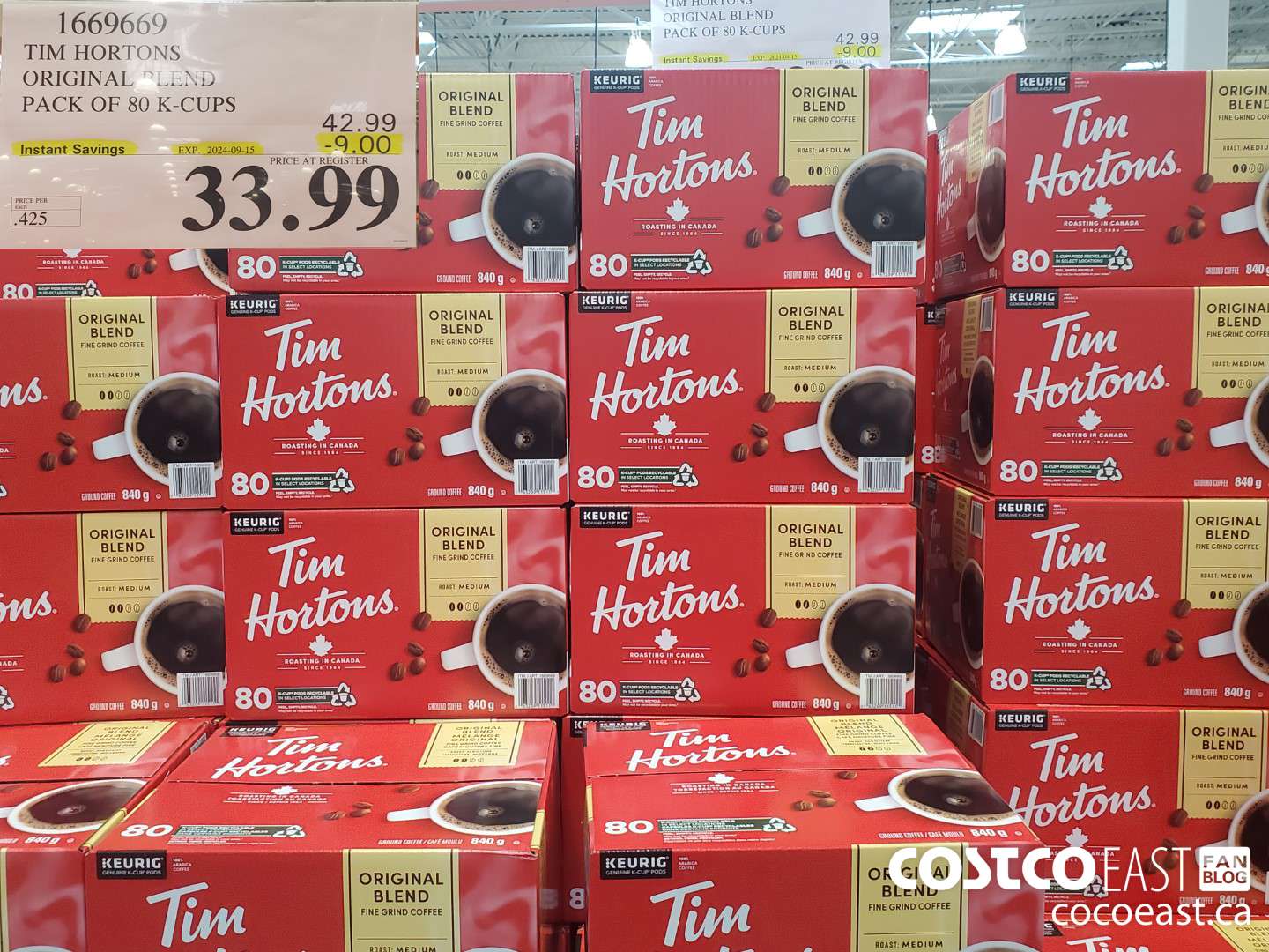 1669669 TIM HORTONS ORIGINAL BLEND PACK OF 80 K-CUPS ($9.00 INSTANT SAVINGS EXPIRES ON 2024-09-15) $33.99
