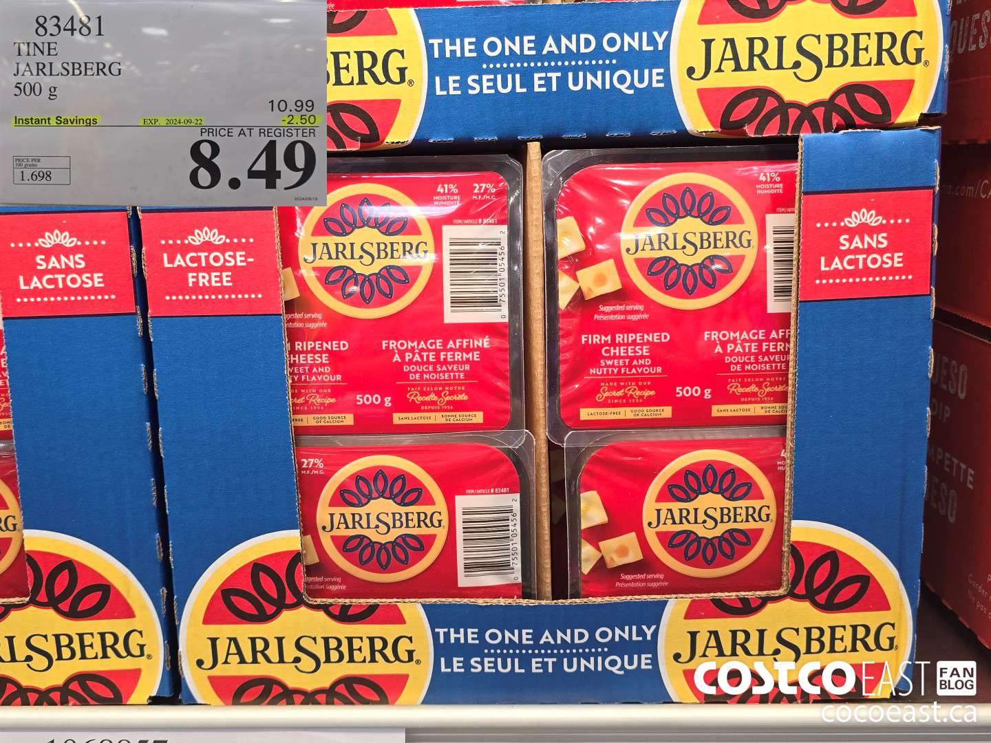 83481 TINE JARLSBERG 500G ($2.50 INSTANT SAVINGS EXPIRES ON 2024-09-22) $8.49