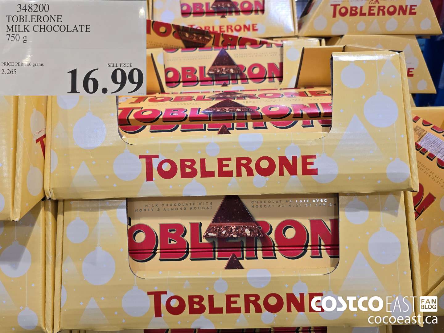 348200 TOBLERONE MILK CHOCOLATE 750 G $16.99