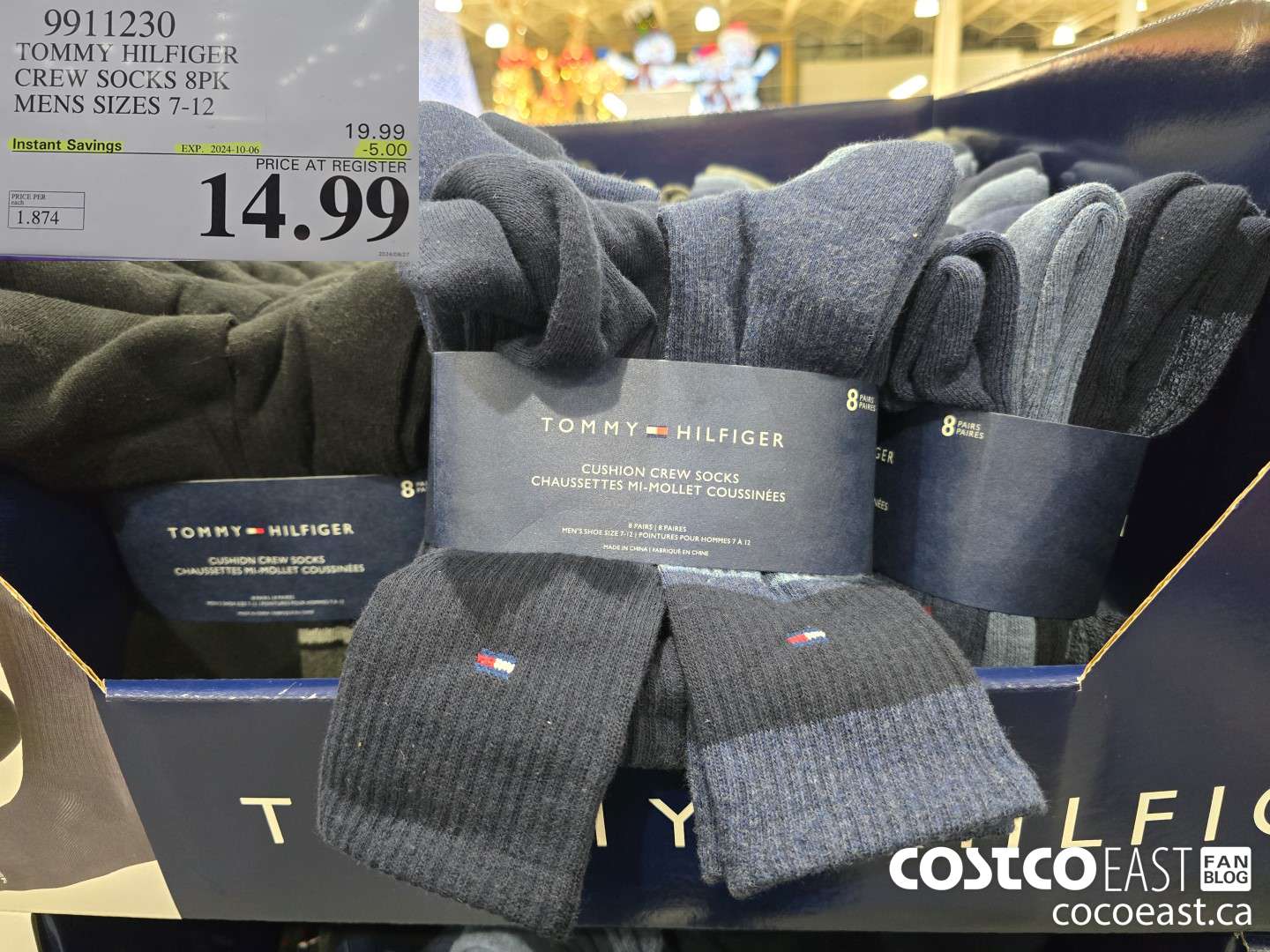 9911230 TOMMY HILFIGER CREW SOCK 8PK MENS SIZES 7-12 ($5.00 INSTANT SAVINGS EXPIRES ON 2024-10-06) $14.99