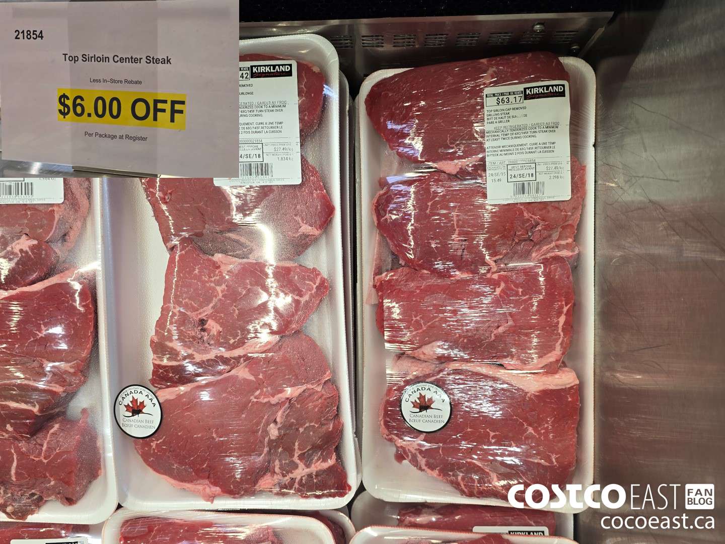 21854 TOP SIRLOIN CENTER STEAK ($6.00 INSTANT SAVINGS)