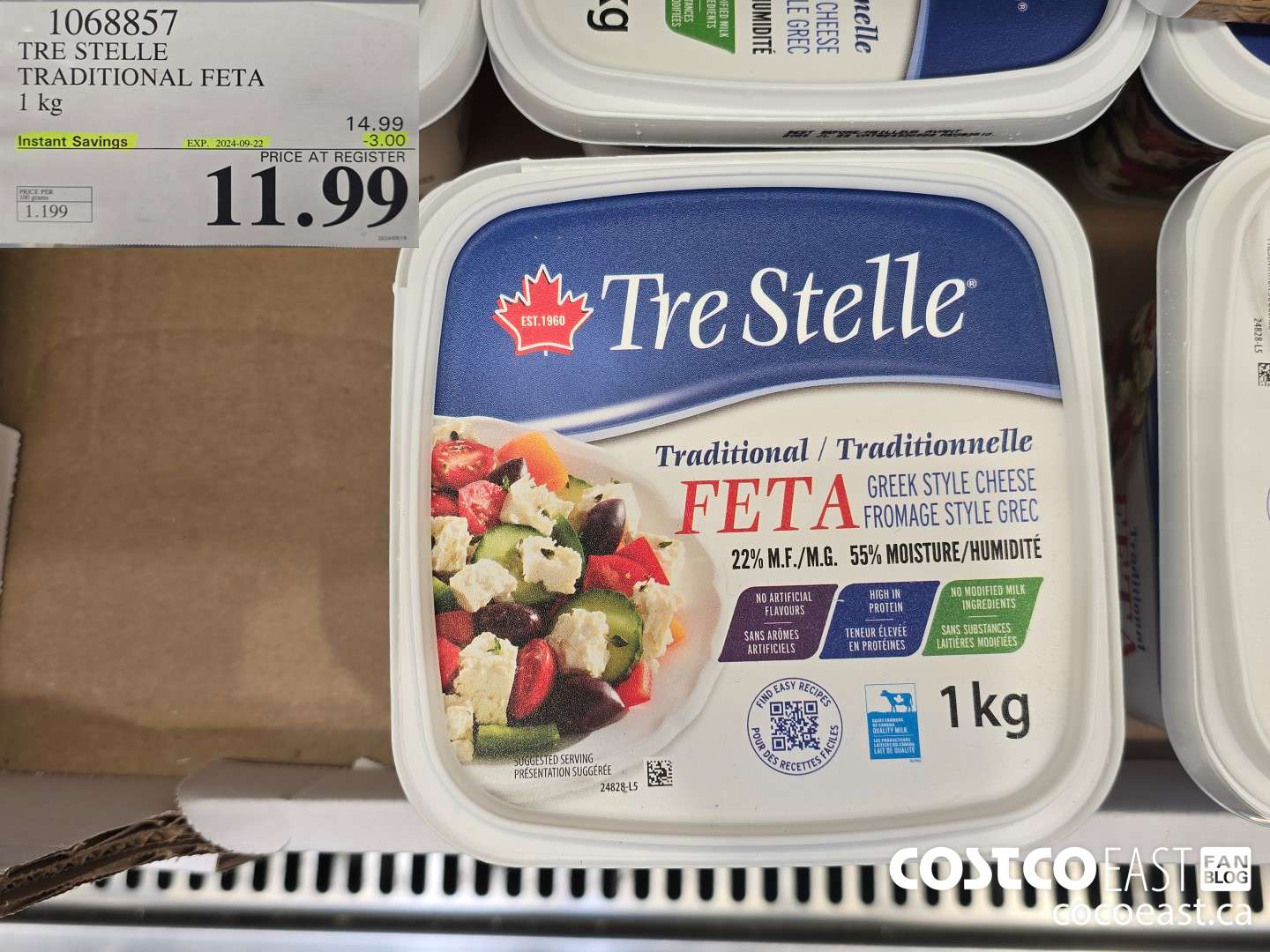 1068857 TRE STELLE TRADITIONAL FETA 1 KG ($3.00 INSTANT SAVINGS EXPIRES ON 2024-09-22) $11.99