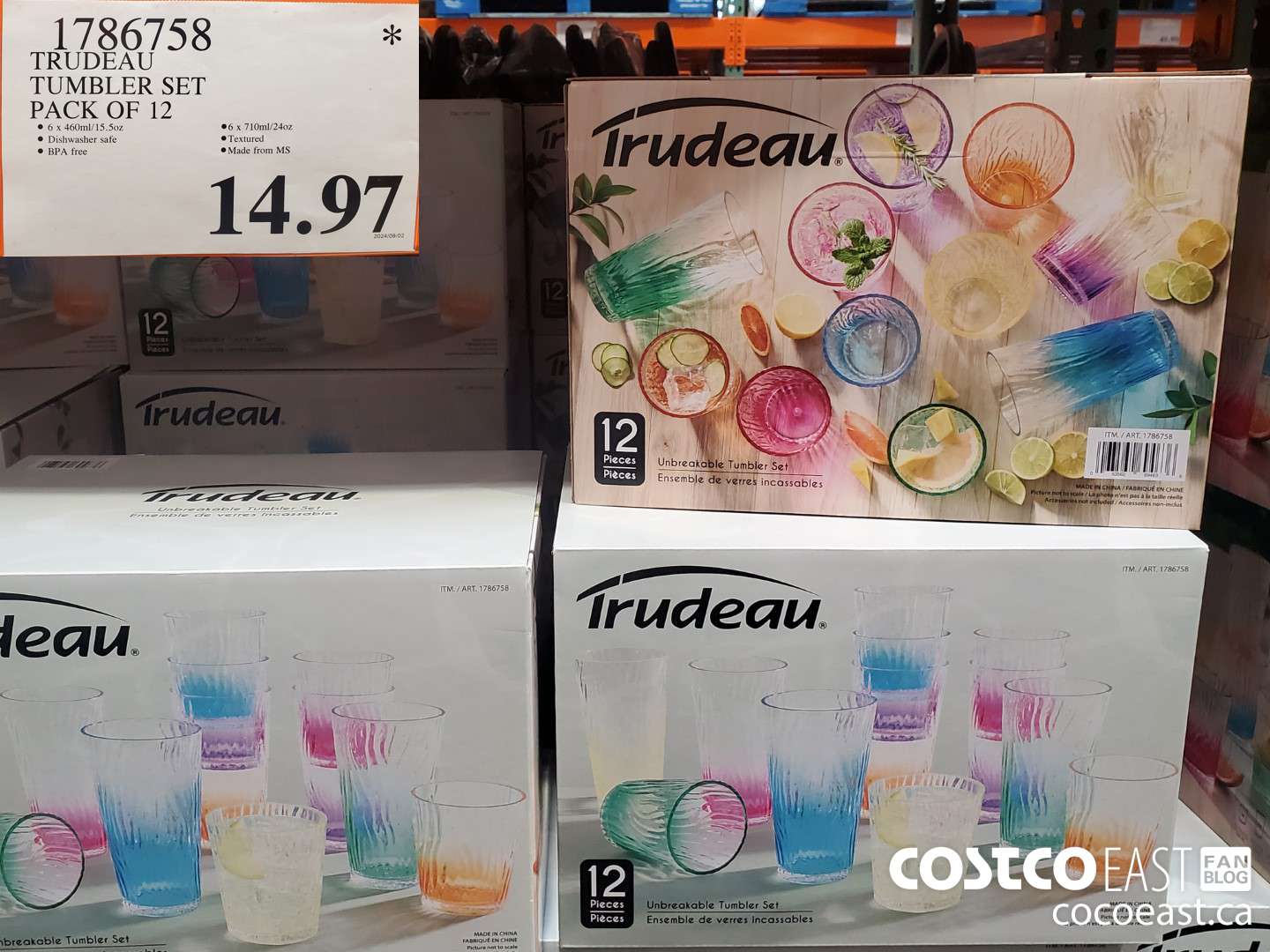 1786758 TRUDEAU TUMBLER SET PACK OF 12  $14.97