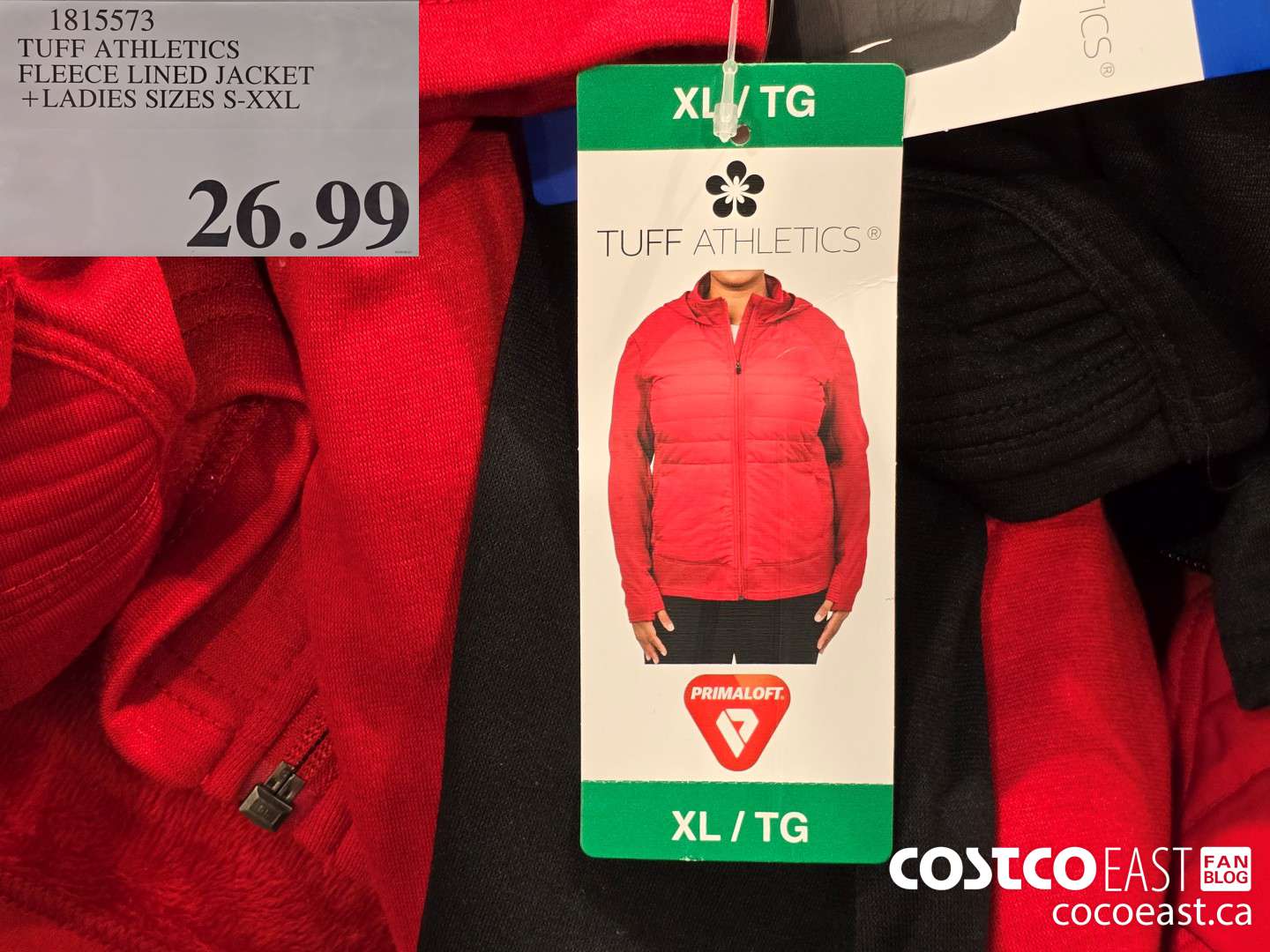 1815573 TUFF ATHLETICS FLEECE LINED JACKET +LADIES SIZES S-XXL $26.99