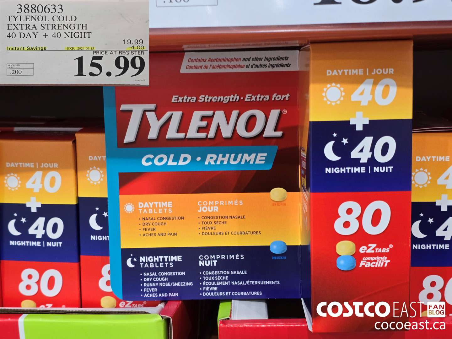 3880633 TYLENOL COLD EXTRA STRENGTH 40 day + 40 night ($4.00 INSTANT SAVINGS EXPIRES ON 2024-09-15) $15.99