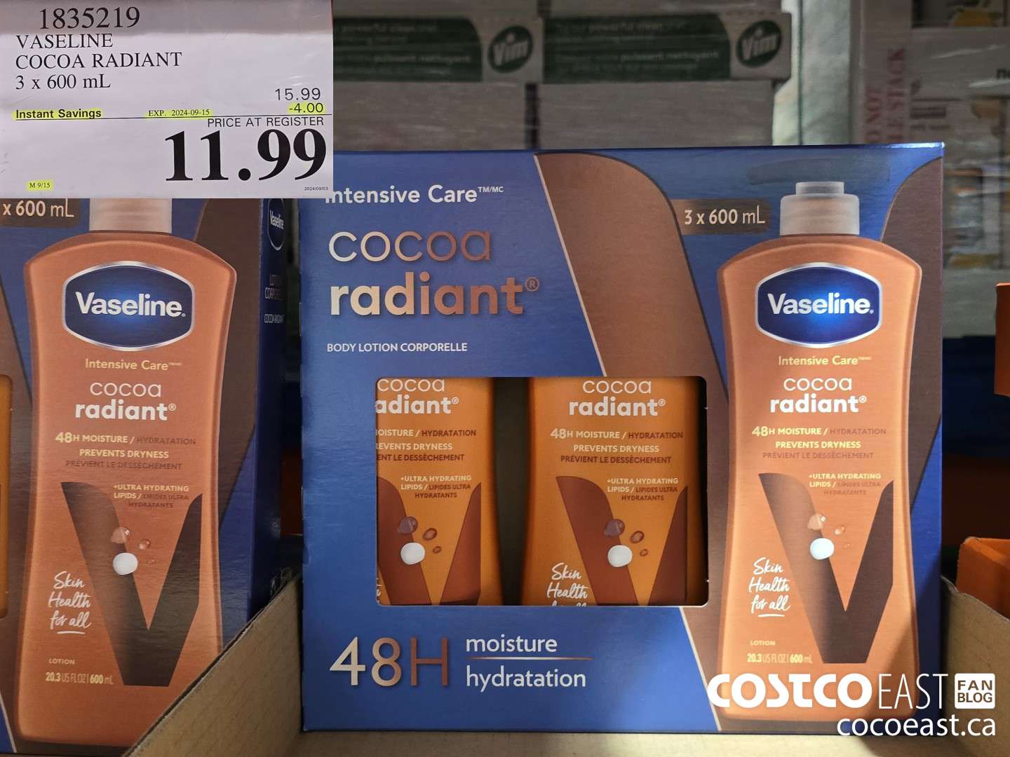 1835219 VASELINE COCOA RADIANT 3 x 600 mL ($4.00 INSTANT SAVINGS EXPIRES ON 2024-09-15) $11.99