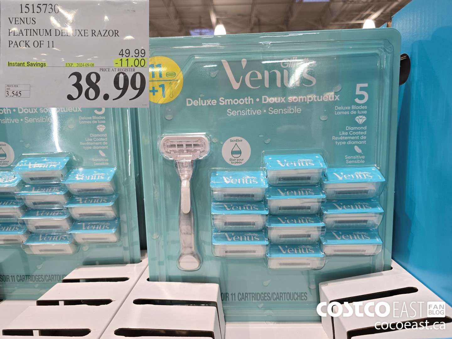 1515730 VENUS PLATINUM DELUXE RAZOR + 11 CARTRIDGES ($11.00 INSTANT SAVINGS EXPIRES ON 2024-09-08) $38.99