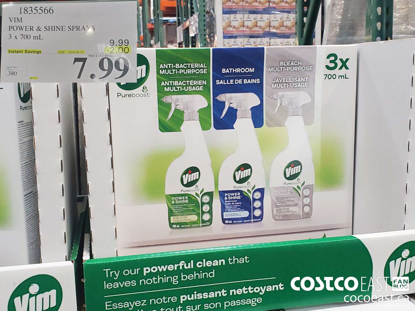 1835566 VIM POWER & SHINE SPRAYS 3 x 700 mL ($2.00 INSTANT SAVINGS EXPIRES ON 2024-09-15) $7.99