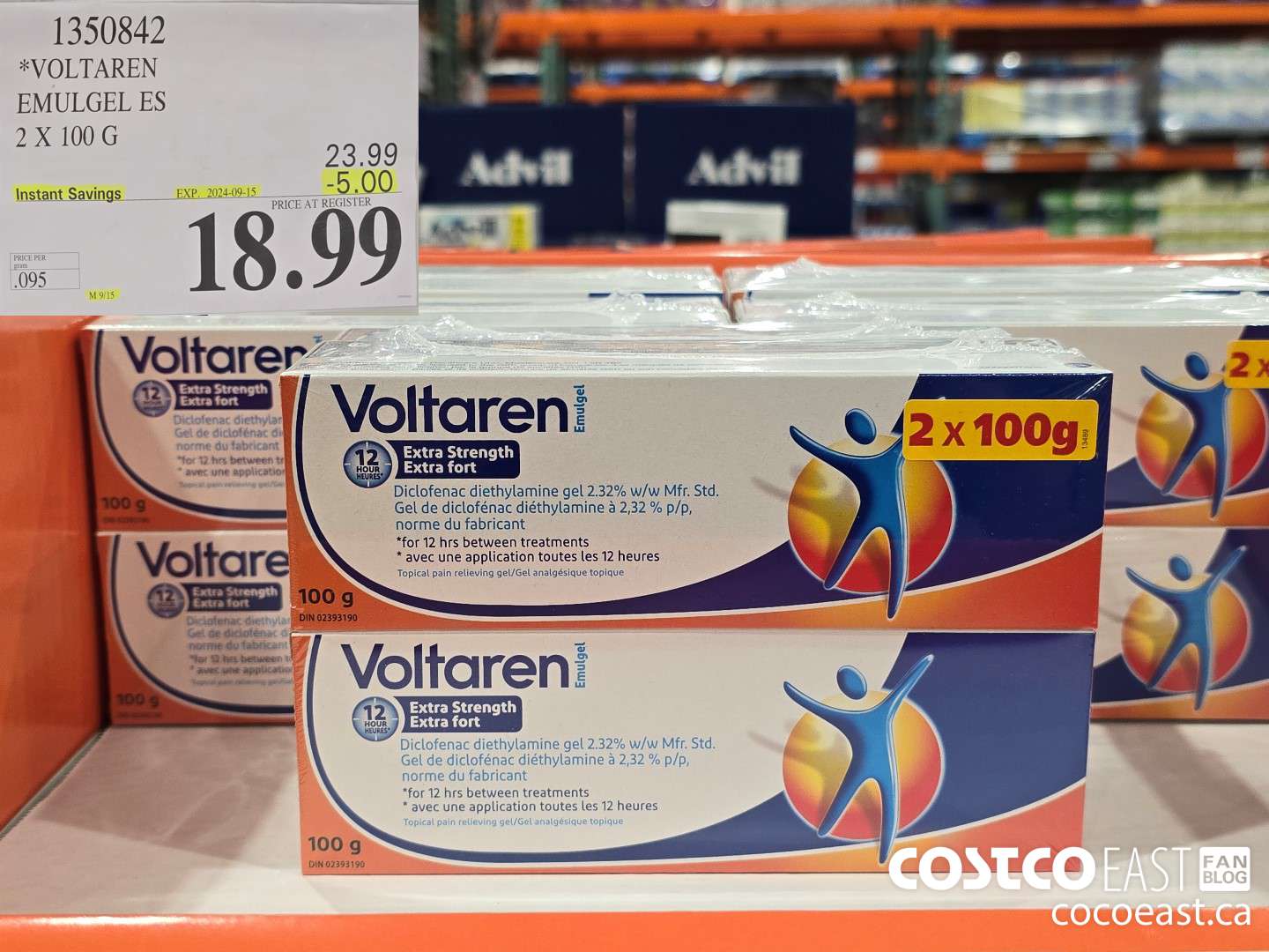 1350842 VOLTAREN EMULGEL ES 2 X 100 G ($5.00 INSTANT SAVINGS EXPIRES ON 2024-09-15) $18.99