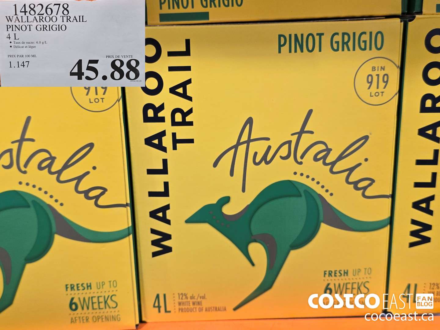 1482678 WALLAROO TRAIL PINOT GRIGIO 4 L $45.88