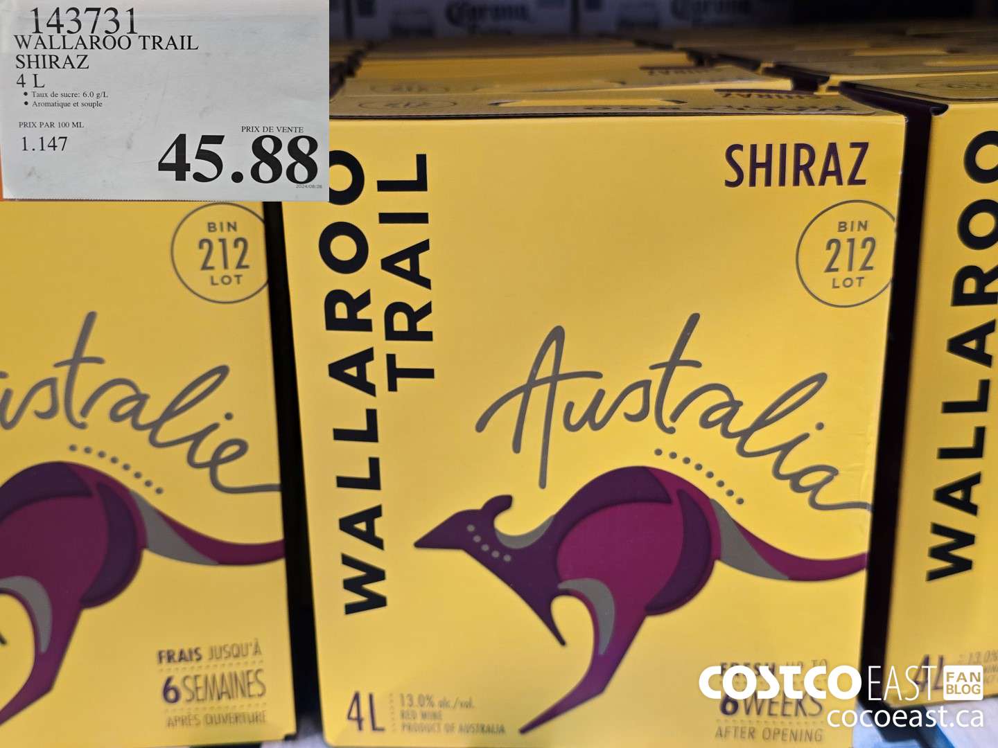 143731 WALLAROO TRAIL SHIRAZ 4 L $45.88