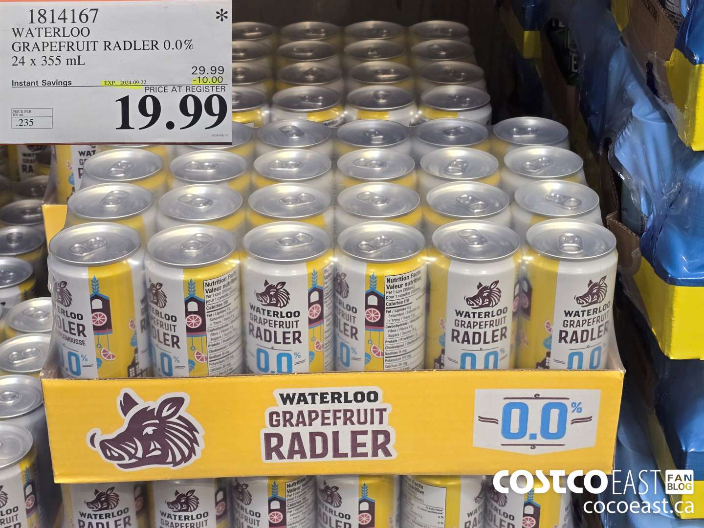 1814167 WATERLOO GRAPEFRUIT RADLER 0.0% 24 X 355 ML ($10.00 INSTANT SAVINGS EXPIRES ON 2024-09-22) $19.99