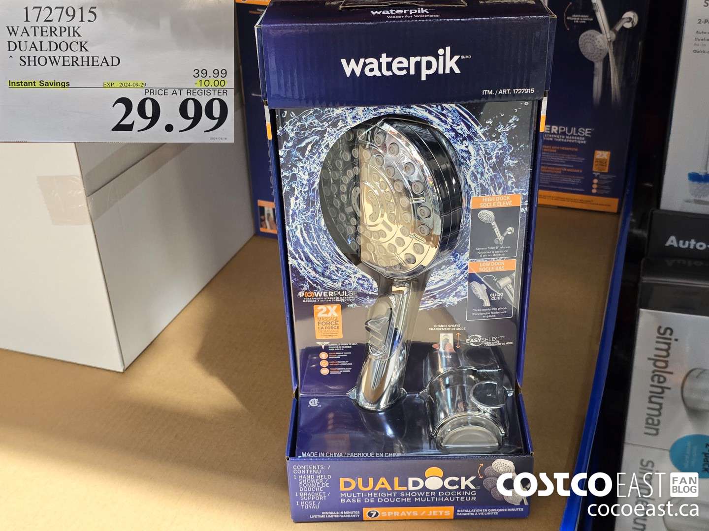 1727915 WATERPIK DUALDOCK SHOWERHEAD ($10.00 INSTANT SAVINGS EXPIRES ON 2024-09-29) $29.99