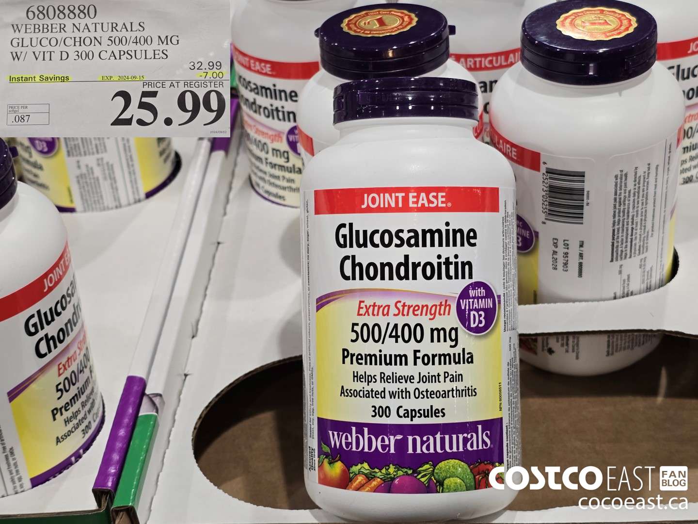 6808880 WEBBER NATURALS GLUCO/CHON 500/400 MG W/ VIT D 300 CAPSULES ($7.00 INSTANT SAVINGS EXPIRES ON 2024-09-15) $25.99