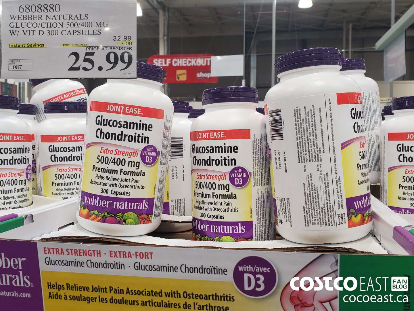 6808880 WEBBER NATURALS GLUCO/CHON 500/400 MG W/ VIT D 300 CAPSULES ($7.00 INSTANT SAVINGS EXPIRES ON 2024-09-15) $25.99
