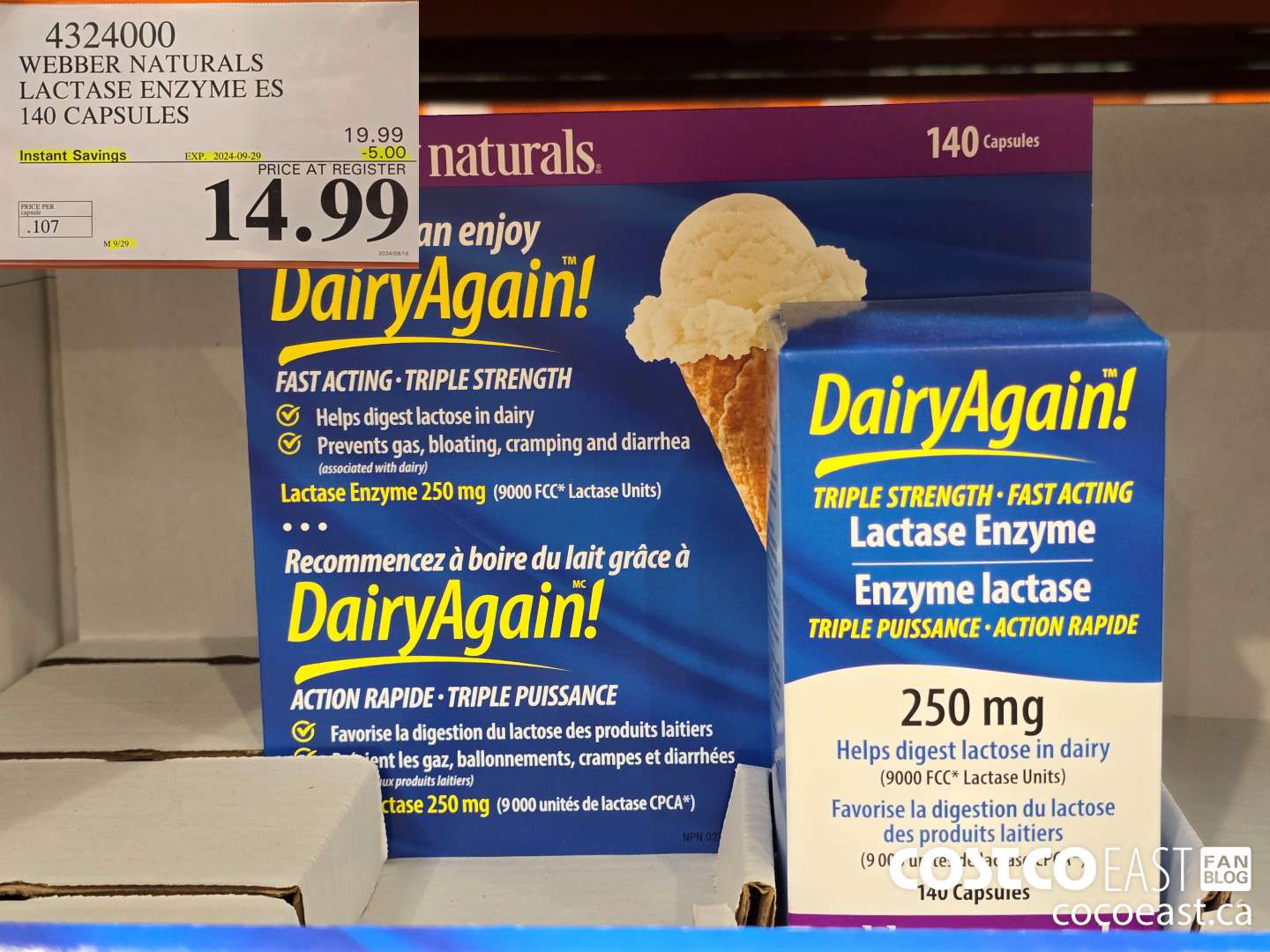 4324000 WEBBER NATURALS LACTASE ENZYME ES 140 CAPSULES ($5.00 INSTANT SAVINGS EXPIRES ON 2024-09-29) $14.99