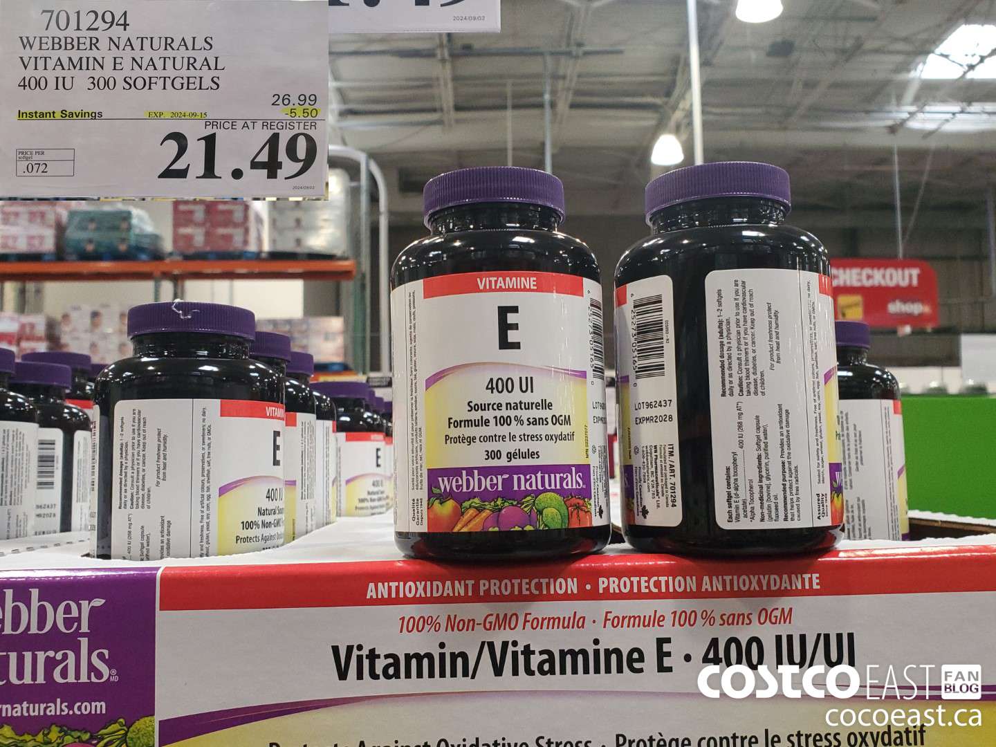 701294 WEBBER NATURALS VITAMIN E NATURAL 400 IU 300SOFTGELS  ($5.50 INSTANT SAVINGS EXPIRES ON 2024-09-15) $21.49