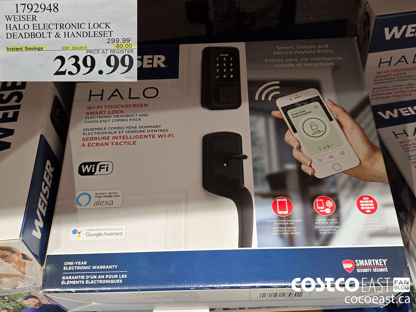 1792948 WEISER HALO ELECTRONIC LOCK DEADBOLT & HANDLESET ($60.00 INSTANT SAVINGS EXPIRES ON 2024-09-03) $239.99