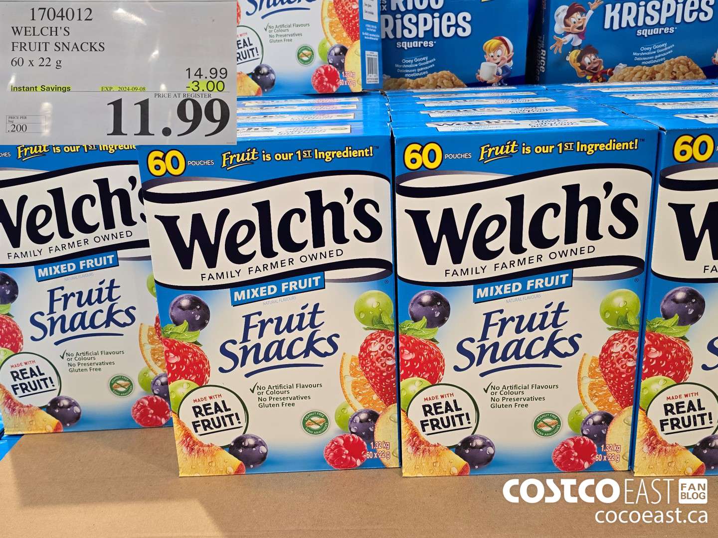1704012 WELCH'S FRUIT SNACKS 60 X 22 G ($3.00 INSTANT SAVINGS EXPIRES ON 2024-09-08) $11.99