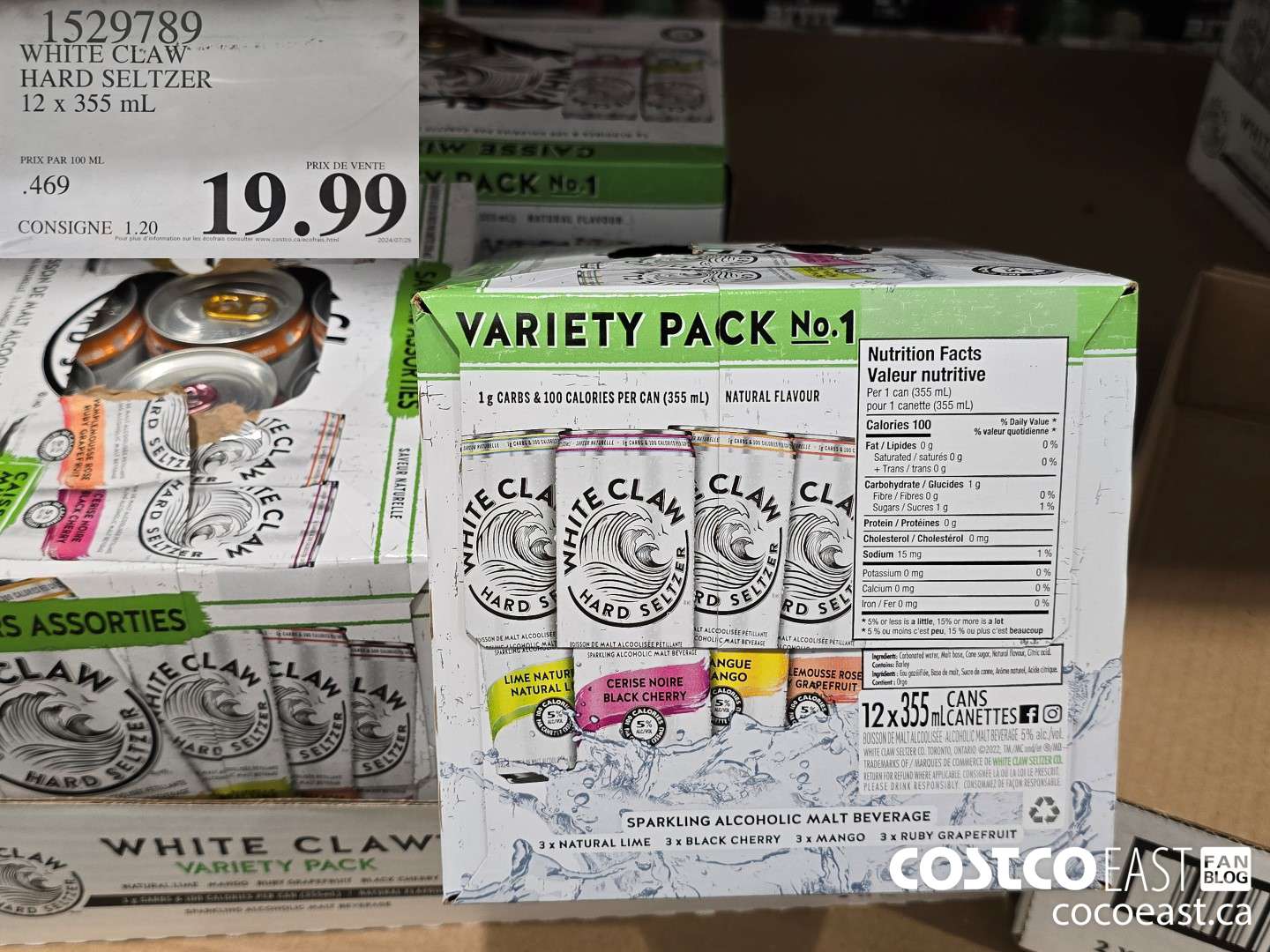 1529789 WHITE CLAW HARD SELTZER 12 X 355ml $19.99