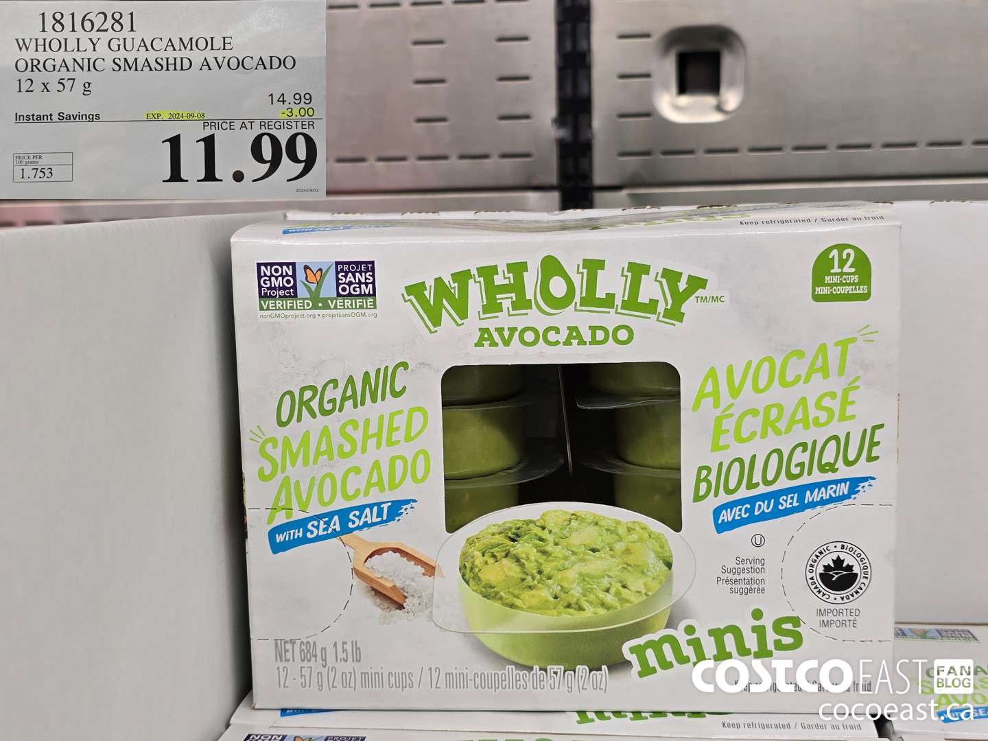 18162381 WHOLLY GUACAMOLE ORGANIC SMASHD AVOCADO 12 X 57 ($3.00 INSTANT SAVINGS EXPIRES ON 2024-09-08) $11.99