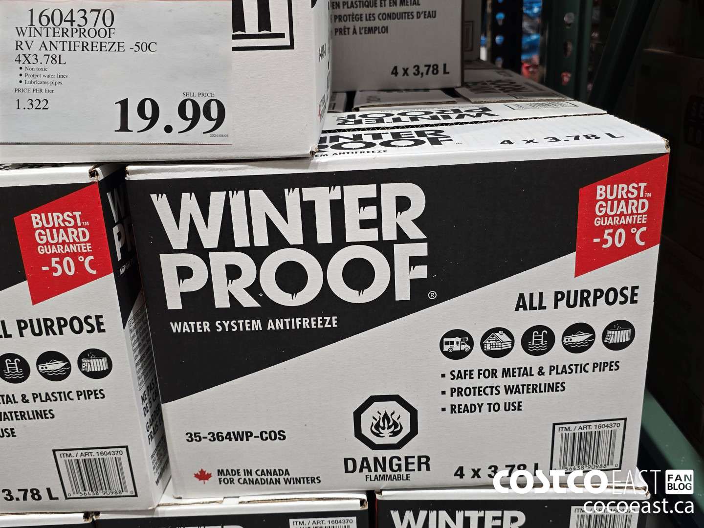 1604370 WINTERPROOF RV ANTIFREEZE -50C 4 X 3.78L $19.99