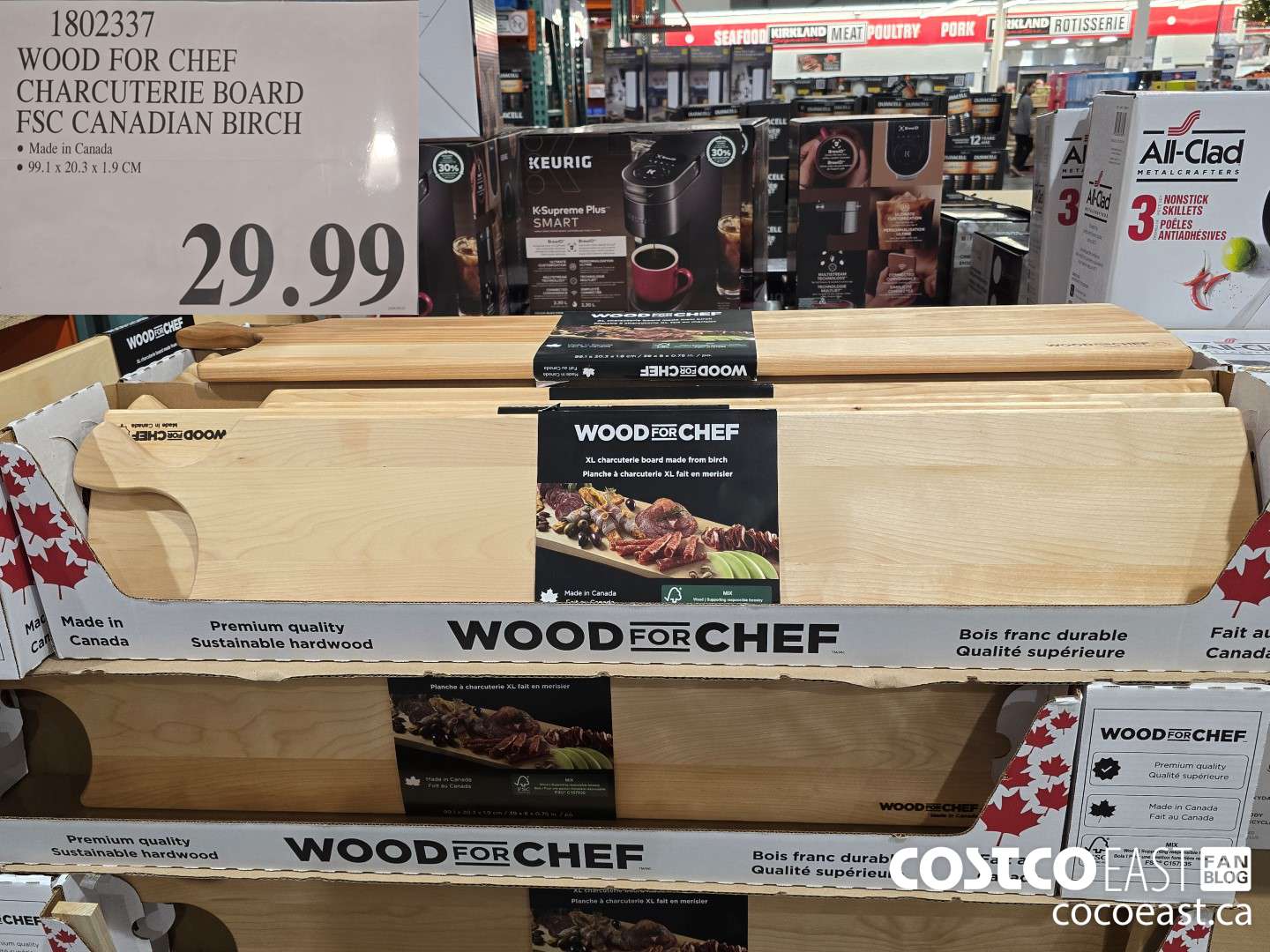 1802337 WOOD FOR CHEF CHARCUTERIE BOARD FSC CANADIAN BIRCH $29.99