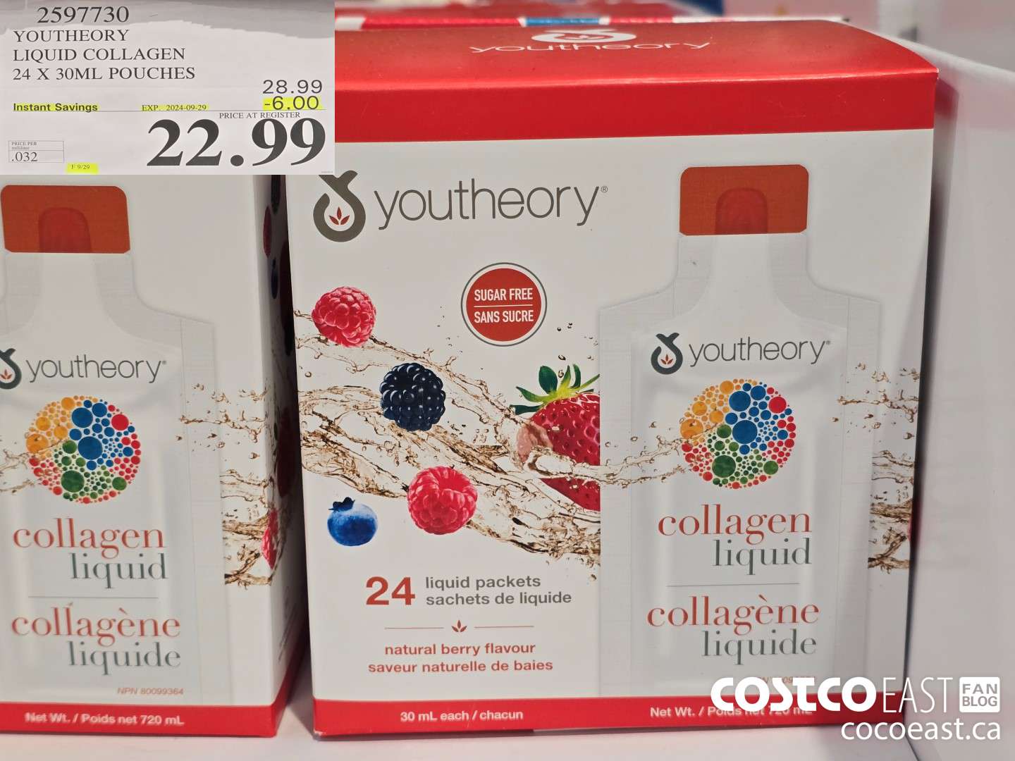 2597730 YOUTHEORY LIQUID COLLAGEN 24 X 30ML POUCHES ($6.00 INSTANT SAVINGS EXPIRES ON 2024-09-29) $22.99