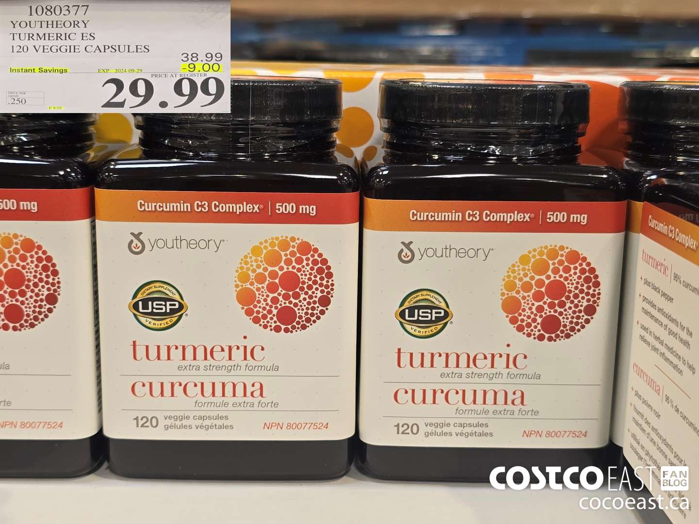 1080377 YOUTHEORY TUMERIC ES 120 VEGGIE CAPSULES ($9.00 INSTANT SAVINGS EXPIRES ON 2024-09-29) $29.99