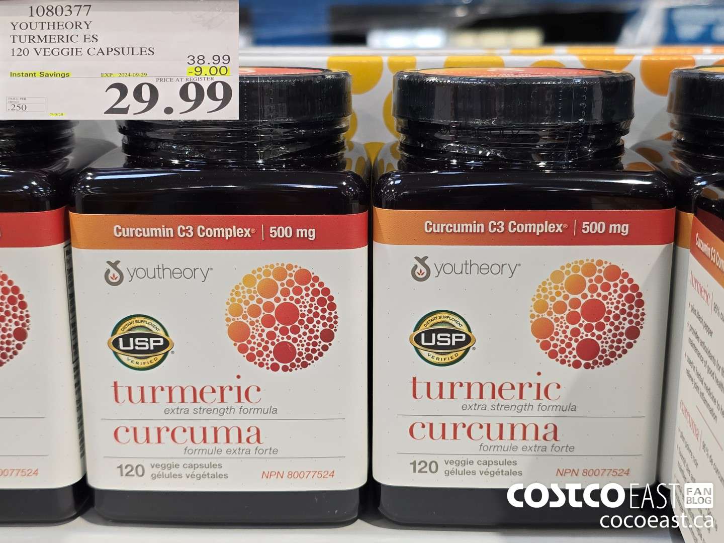 1080377 YOUTHEORY TUMERIC ES 120 VEGGIE CAPSULES ($9.00 INSTANT SAVINGS EXPIRES ON 2024-09-29) $29.99