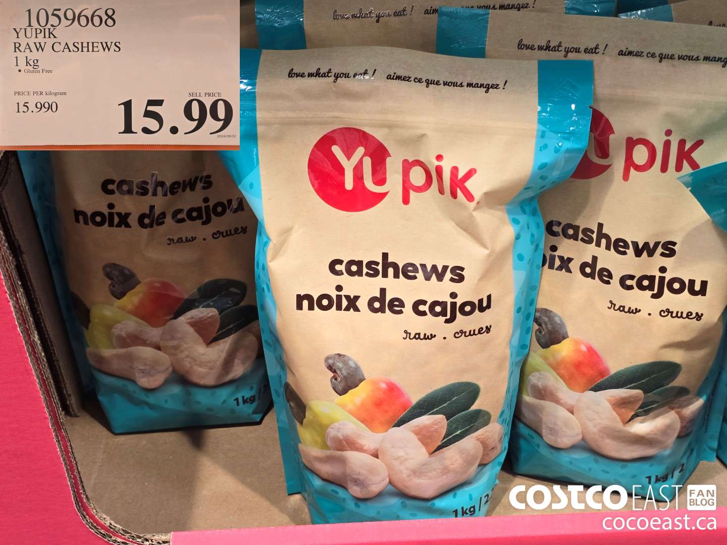 1059668 YUPIK RAW CASHEWS 1 KG $15.99