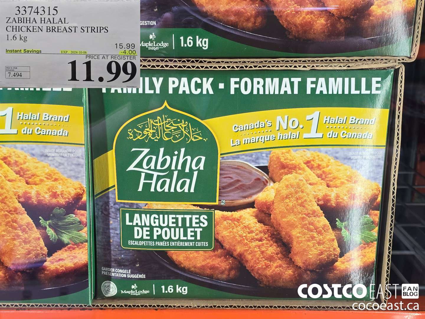 3374315 ZABIHA HALAL CHICKEN BREAST STRIPS 1.6 kg ($4.00 INSTANT SAVINGS EXPIRES ON 2024-10-06) $11.99