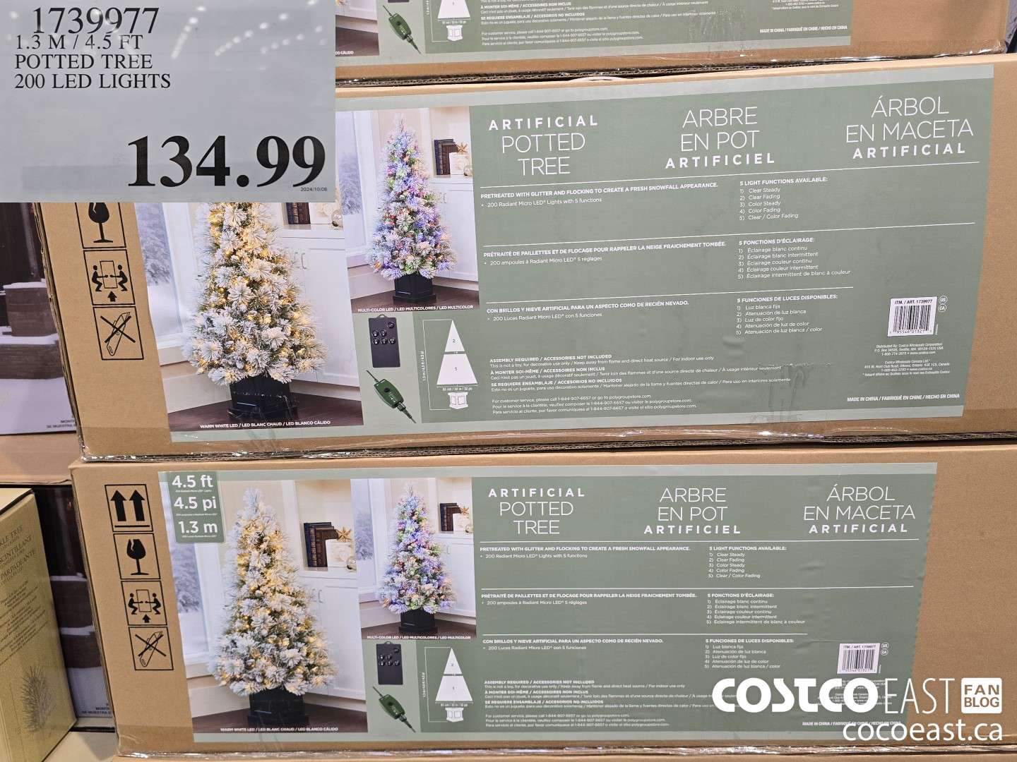 1739977 1.3 M / 4.5 FT POTTED TREE 200 LED LIGHTS $134.99