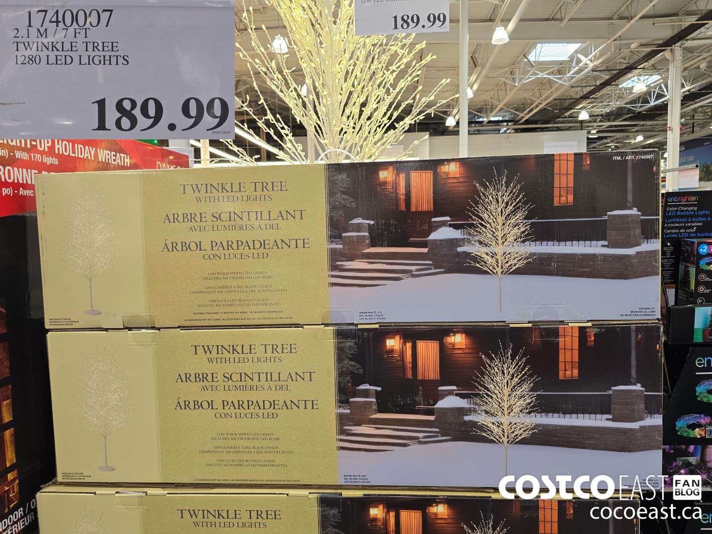 1740007 2.1M/7 FT TWINKLE TREE 1280 LED LIGHTS $189.99