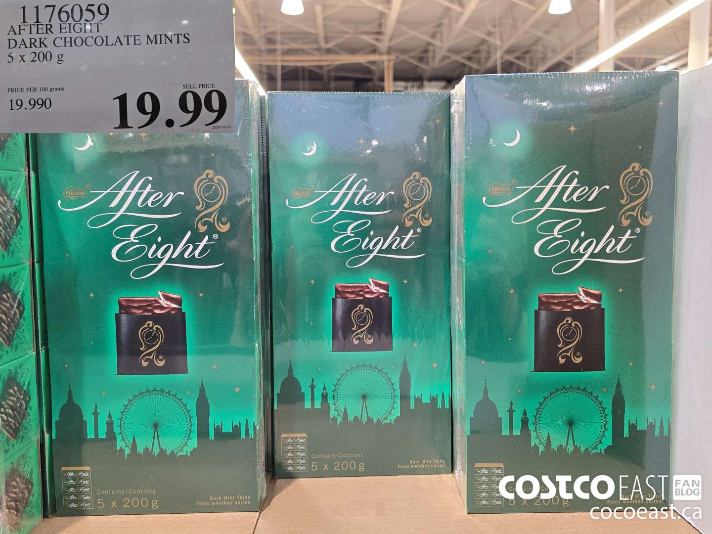 1176059 AFTER EIGHT DARK CHOCOLATE MINTS 5 x 200 g $19.99
