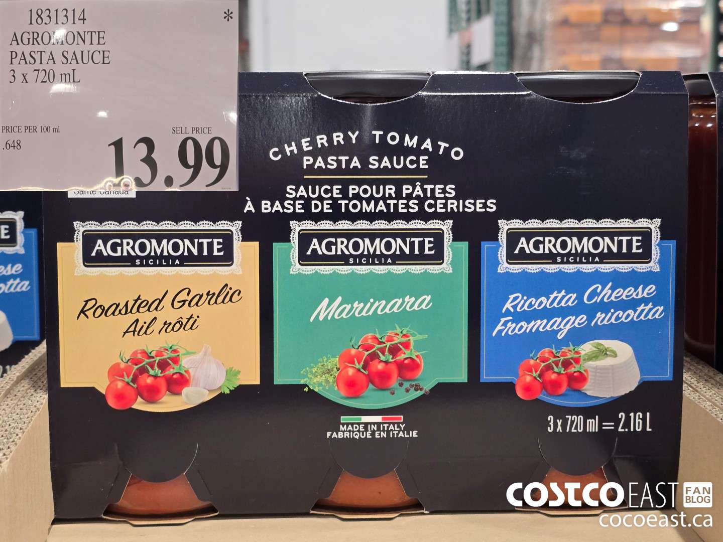 1831314 AGROMONTE PASTA SAUCE 3 X 720 ML $13.99