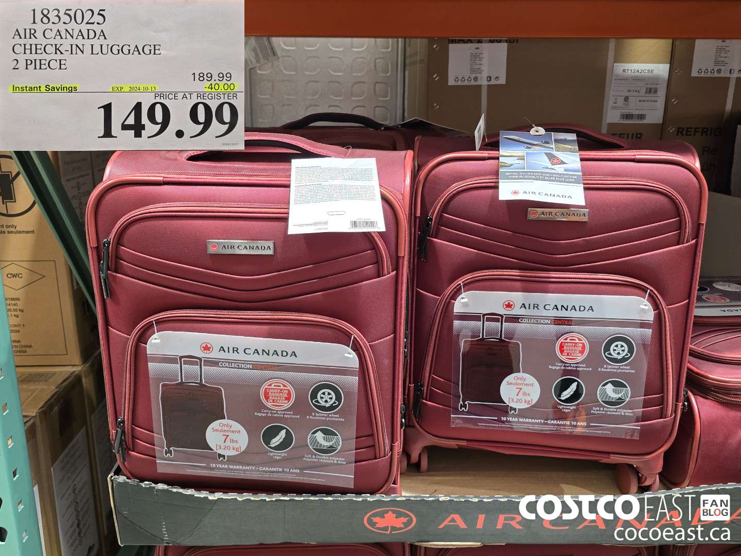 1835025 AIR CANADA CHECK-IN LUGGAGE 2 PIECE ($40.00 INSTANT SAVINGS EXPIRES ON 2024-10-13) $149.99