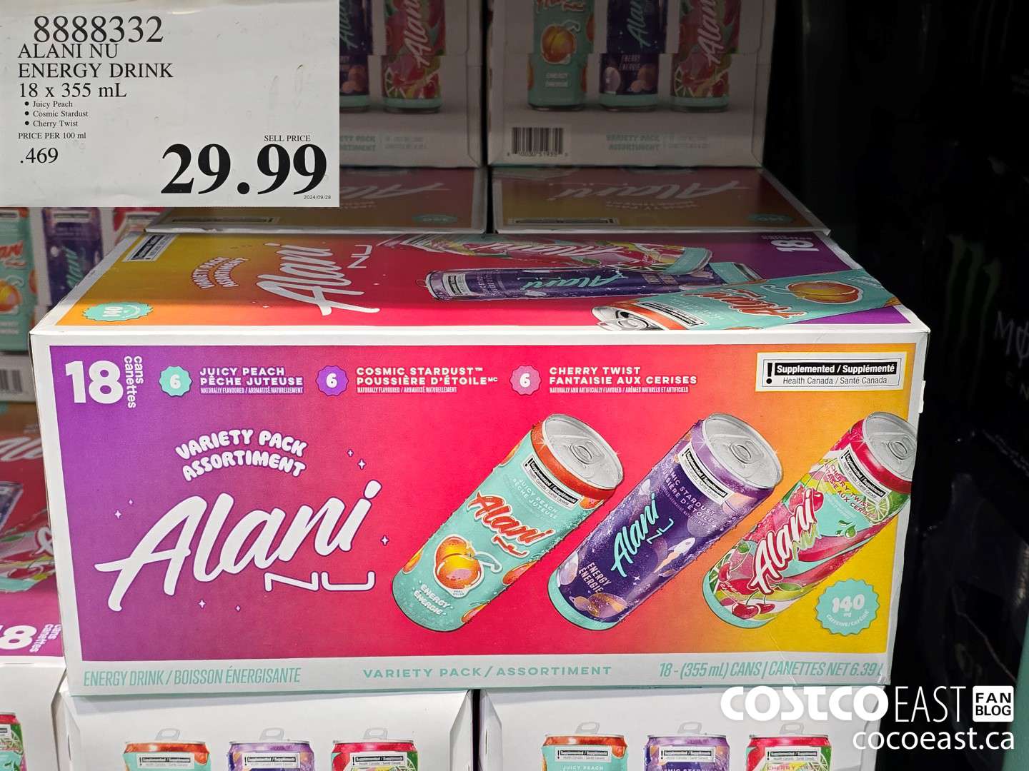8888332 ALANI NU ENERGY DRINK 18 x 355 mL $29.99