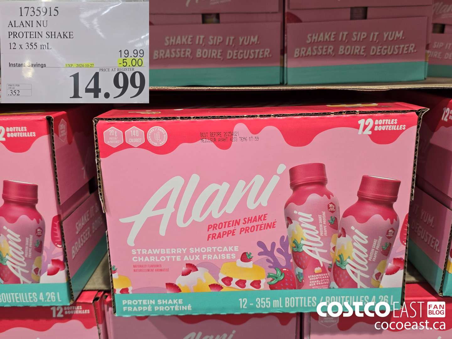 1735915 ALANI NU PROTEIN SHAKE 12 X 355 ML ($5.00 INSTANT SAVINGS EXPIRES ON 2024-10-27) $14.99