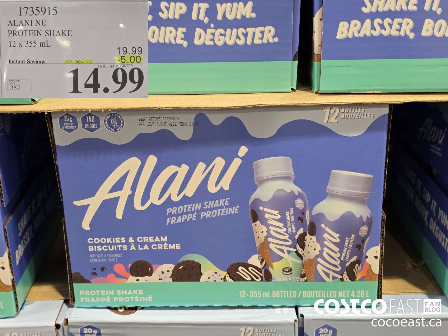 1735915 ALANI NU PROTEIN SHAKE 12 X 355 ML ($5.00 INSTANT SAVINGS EXPIRES ON 2024-10-27) $14.99