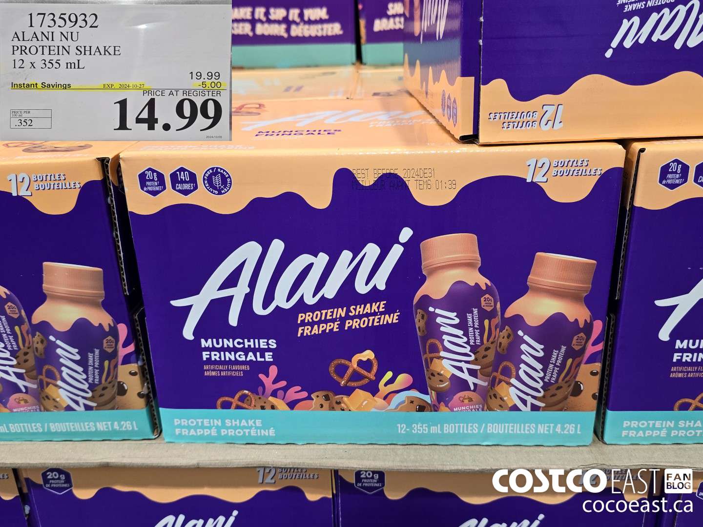 1735932 ALANI NU PROTEIN SHAKE 12 x 355 mL ($5.00 INSTANT SAVINGS EXPIRES ON 2024-10-27) $14.99
